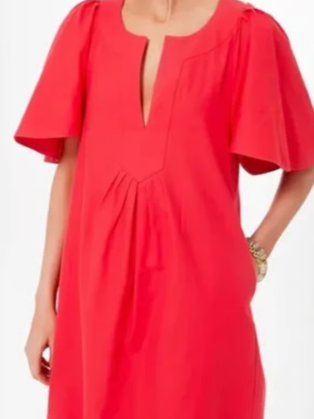 Pomander Place Tuckernuck Coral-Red Split V-Neck Mini Dress XL